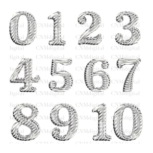 Digital Numbers clipart. silver color, Instant download PNG format. Transparent, digital download printable, 0-10 Numbers ONLY. Not a Font.