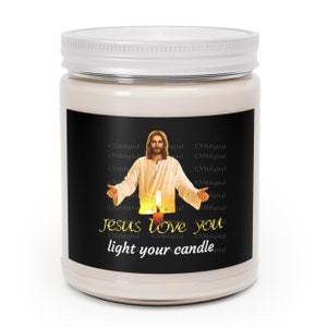 Jesus love you, light your candle, when you feel like. Let your light shine, christian, religious, faith candle, spiritual candle gift