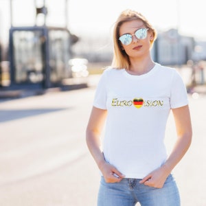 Eurovision Song Contest T shirt GERMANY flag Unisex Heavy Cotton Tee Eurovision Unisex Clothing gold color letters, Personalized your flag
