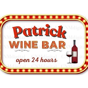 Wijnbar Sign Custom Sign Lounge Sign Decor clipart Pub Sign Gepersonaliseerd bord Mooie meisjesbar Digitale download, transparant, afdrukbaar png-bestand.