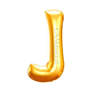Goudfolie ballonnen letters, Engels alfabet, Instant Download, Digitaal bestand, clipart, Transparant, J-letter, PNG graphics, clipart letters,