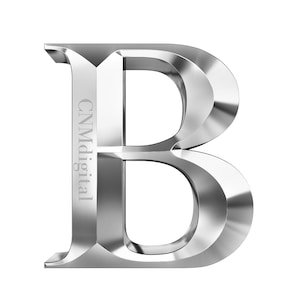 Silberne Buchstaben, englisches Alphabet, Sofortiger Download, digitale Datei, metallischer Farbbuchstabe, Clipart, PNG-Format, transparent, NUR B-Buchstabe.