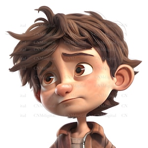 Lindo 3d joven cabeza personajes clipart alta resolución PNG 20 situación diferente descargable comercial de alta calidad cabeza chicos blancos