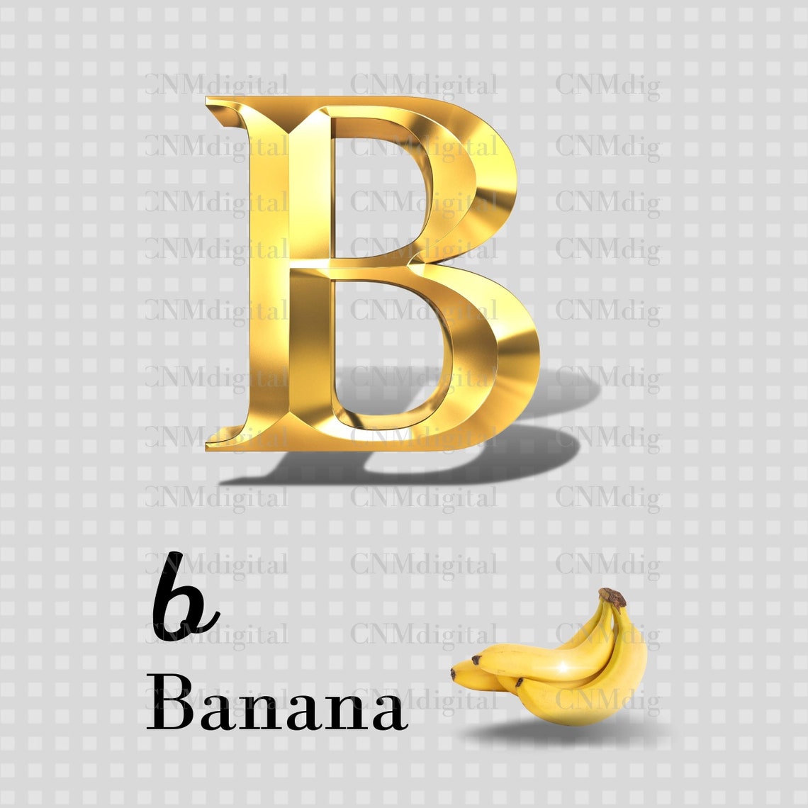 Gold English Alphabet Letters, Fruits Alphabet Clipart Includes A to
