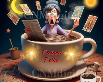 Turkse koffie waarzegster PNG-afbeelding: bekerlezing (digitale download)