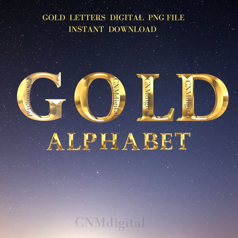 Gold Color Letter English Instant Download, X-letter ONLY Digital File ...