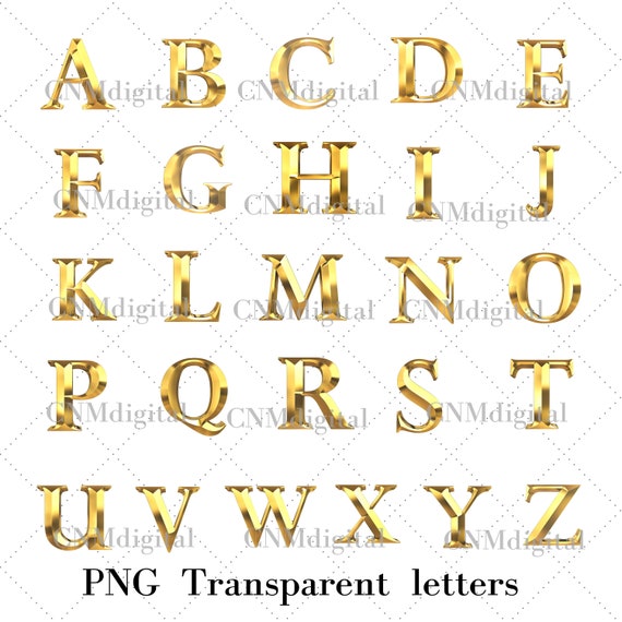 Gold Letters, English Alphabet, Instant Download, Digital File, Gold Color  Letter, Clipart, PNG Format, Transparent, B-letter ONLY 