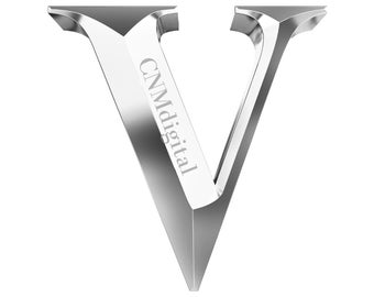 Silver Letter V Clipart: Metallic PNG, Transparent Alphabet (Digital Download)