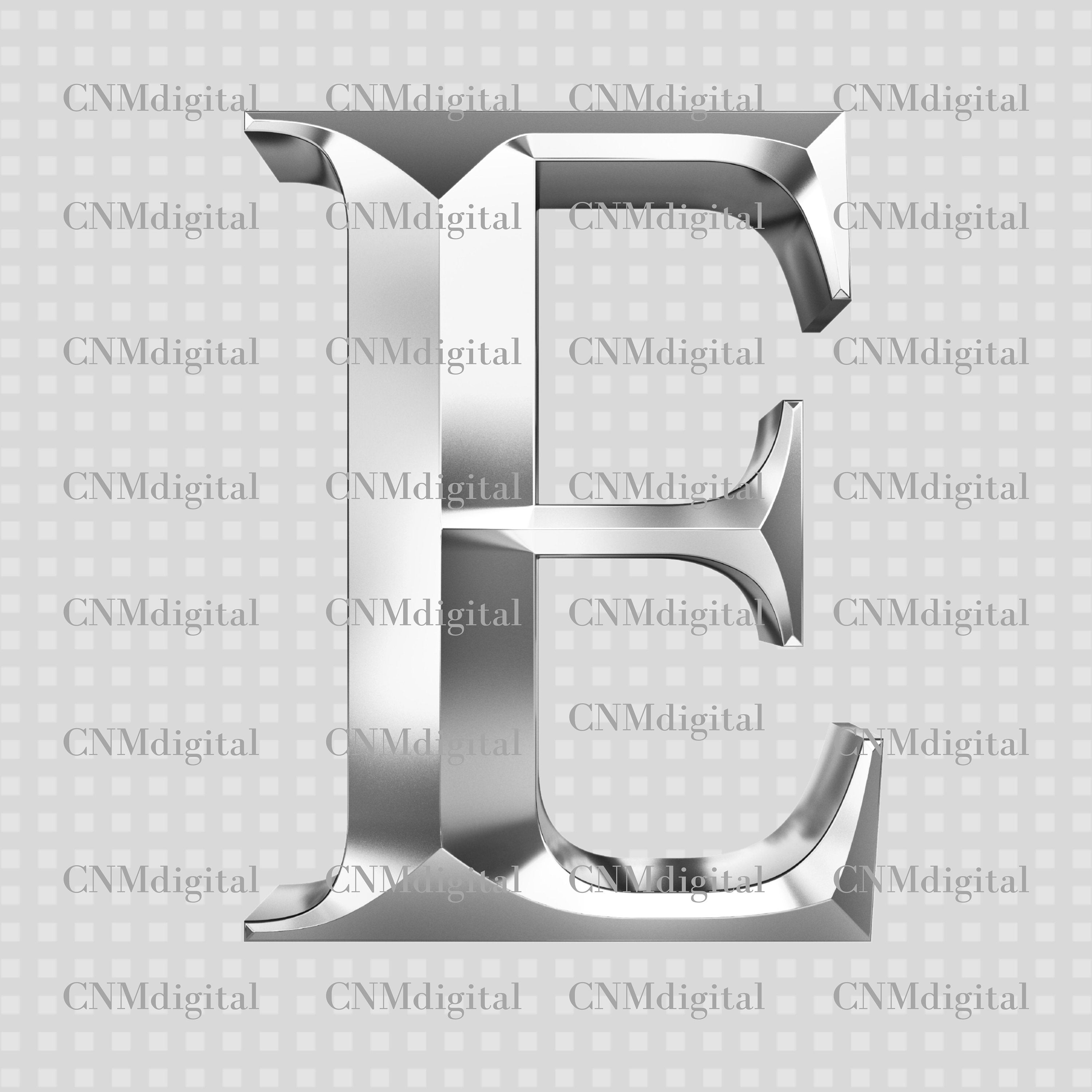 Silver Letters, English Alphabet, Instant Download, Digital File