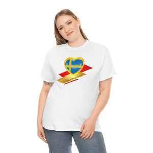 Eurovision Song Contest, Sweden Flag T shirt, European Countries, Eurovision Inspired, Unisex shirt, Music Song Contest Sweden Heart Shape