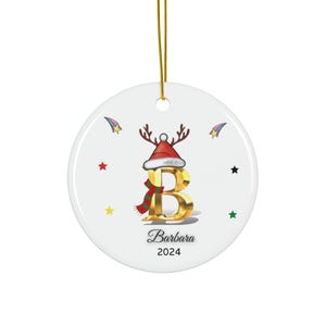 Ornament Letter Name personalization Initial name Ornament hart gold color Initial first name Christmas gift Family Keepsake Monogram
