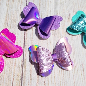 Butterfly Hair Clips, Pink Hair Clips, Faux Leather Butterfly Hair Clips