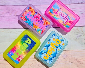 Personalized Pencil Box, Glitter Pencil Box, Boys Pencil Box, Flower Pencil Box, Rainbow Pencil Box