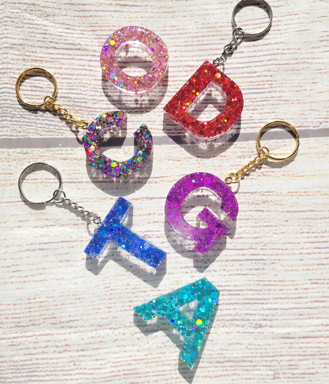 Personalized Chunky Glitter Keychains, Glitter Keychain, Custom