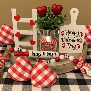 Valentine Tier Tray Decor | Valentine's Day Tiered Tray Decor | Valentine Tray Decor Bundle | Hugs and Kisses | Valentine's Day Gift