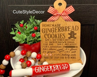 Gingerbread Tiered Tray Decor | Mini Gingerbread Cutting Board Recipe | Gingerbread Rolling Pin