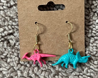 funky dinosaur earrings