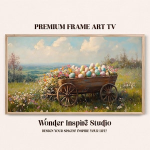 Easter Eggs Wildflower Field Frame Tv Art, Vintage Easter Decor, Landscape Frame Tv Art, Easter Wall Art, Easter Decorations, Floral Tv Art