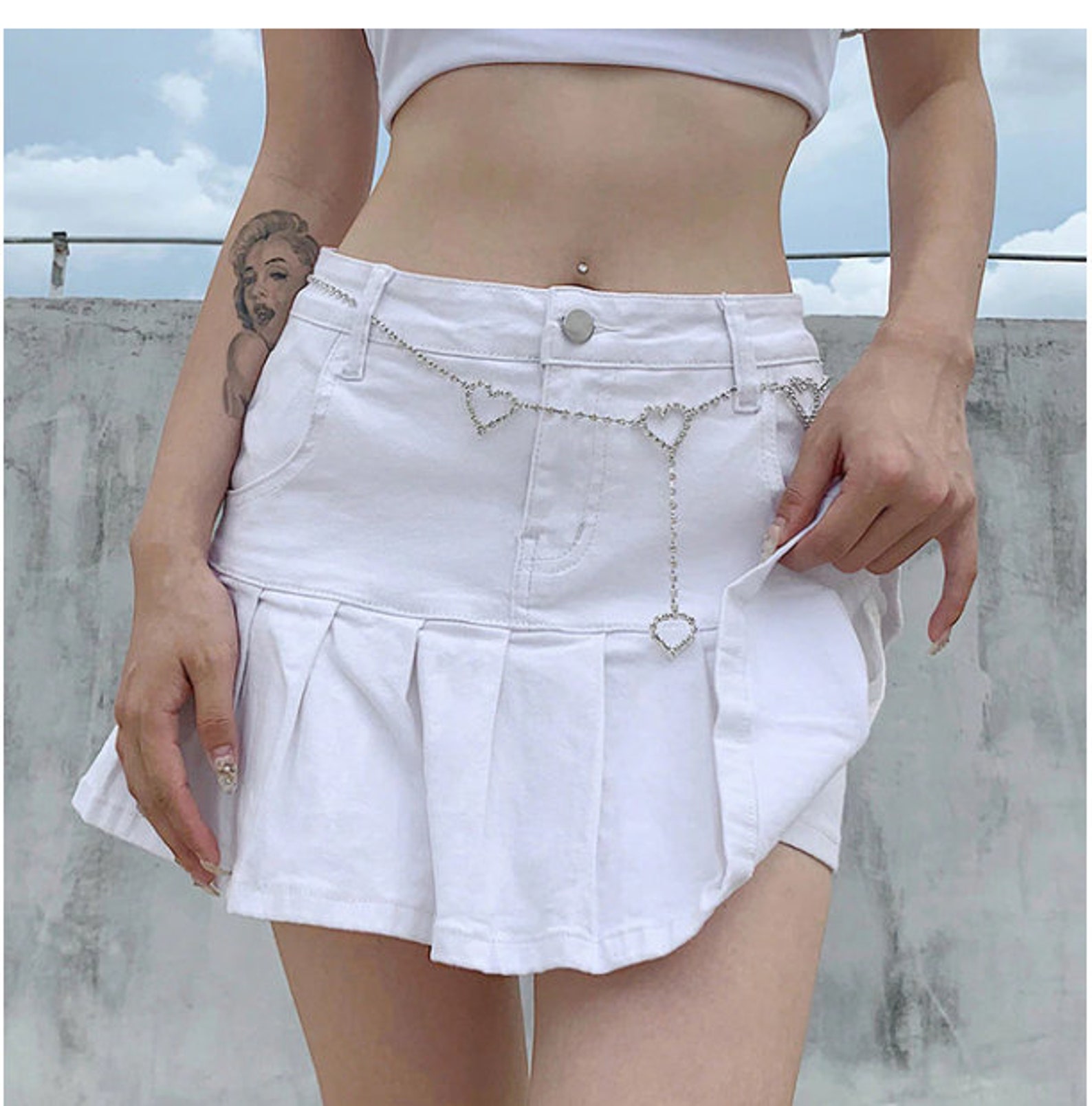 Harajuku Punk Y2K Denim Mini Pleated Skirt Ladies Summer High Etsy