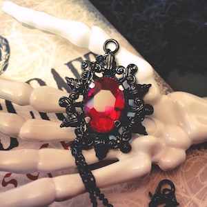 The Count : Blood Red Gothic Pendant Ornate Black Frame Vampire Goth Halloween