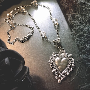 Sacred Heart Gothic Skull Necklace