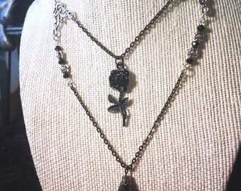 Victorian Gothic Black Rose Choker Necklace Romantic Vintage