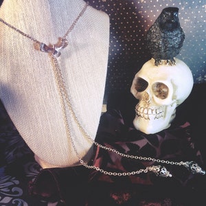 Goth Crow Mock Bolo Tie Necklace Gothic Raven Eagle Punk Rockabilly