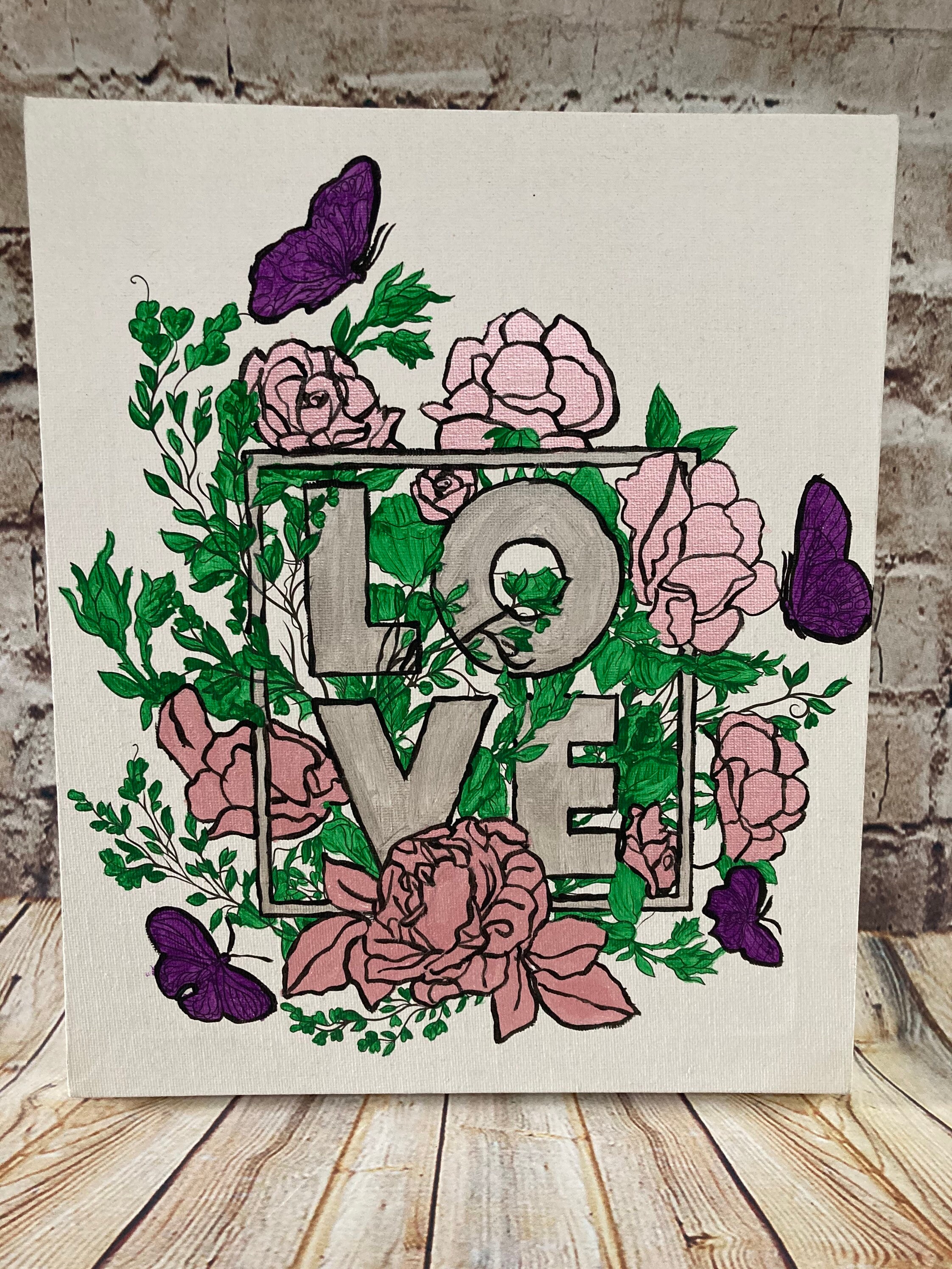 Hand painted love wall hanging. Etsy