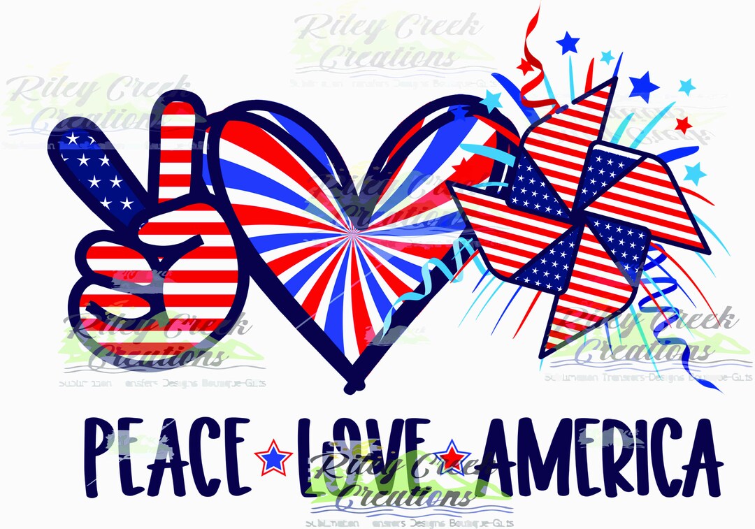 Love Peace America 300PNG Digital Download. Sublimation Designer