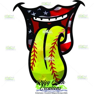 Softball Tongue Sports 300PNG Download digitale. Progettazione grafica grafica della sublimazione. Creazione fai-da-ti