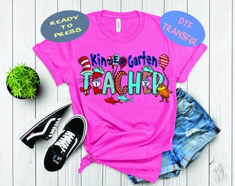 Kindergarten Teacher Seuss   Read America (DTF Heat Transfer) Design Crafters DIY Projects Hobbies  Transfer for 100% Cotton and Blends