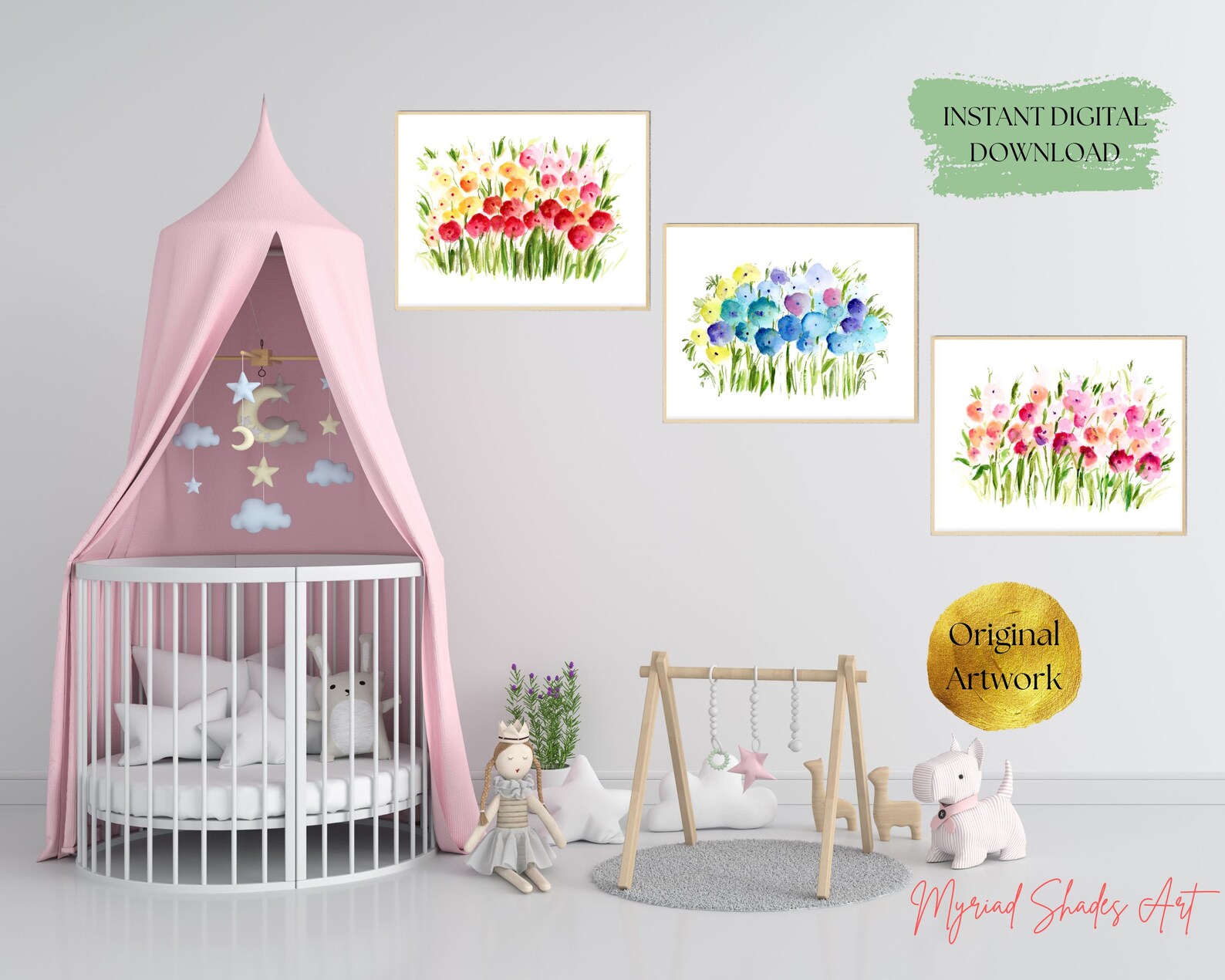 Wild Flowers Printable Nursery Wall Art Set of 3 3 Piece - Etsy