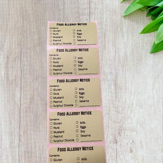 Food Allergy Notice Label Sticker Custom - Etsy