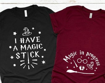 Magic in Progress, Couples Matching, Maternity, Expecting Shirts, Matching Potter Mom Dad, Gender Reveal Announcement, Baby Shower Shirts