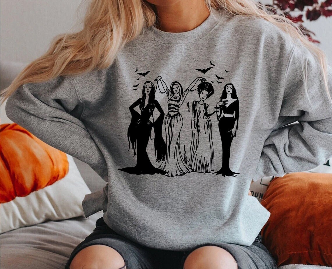 Halloween Women's Sweatshirt, Cute Halloween Sweatshirts, Fall Sweater,  Halloween T Shirts, Halloween Crewneck, Morticia Frankenstein Bride - Etsy