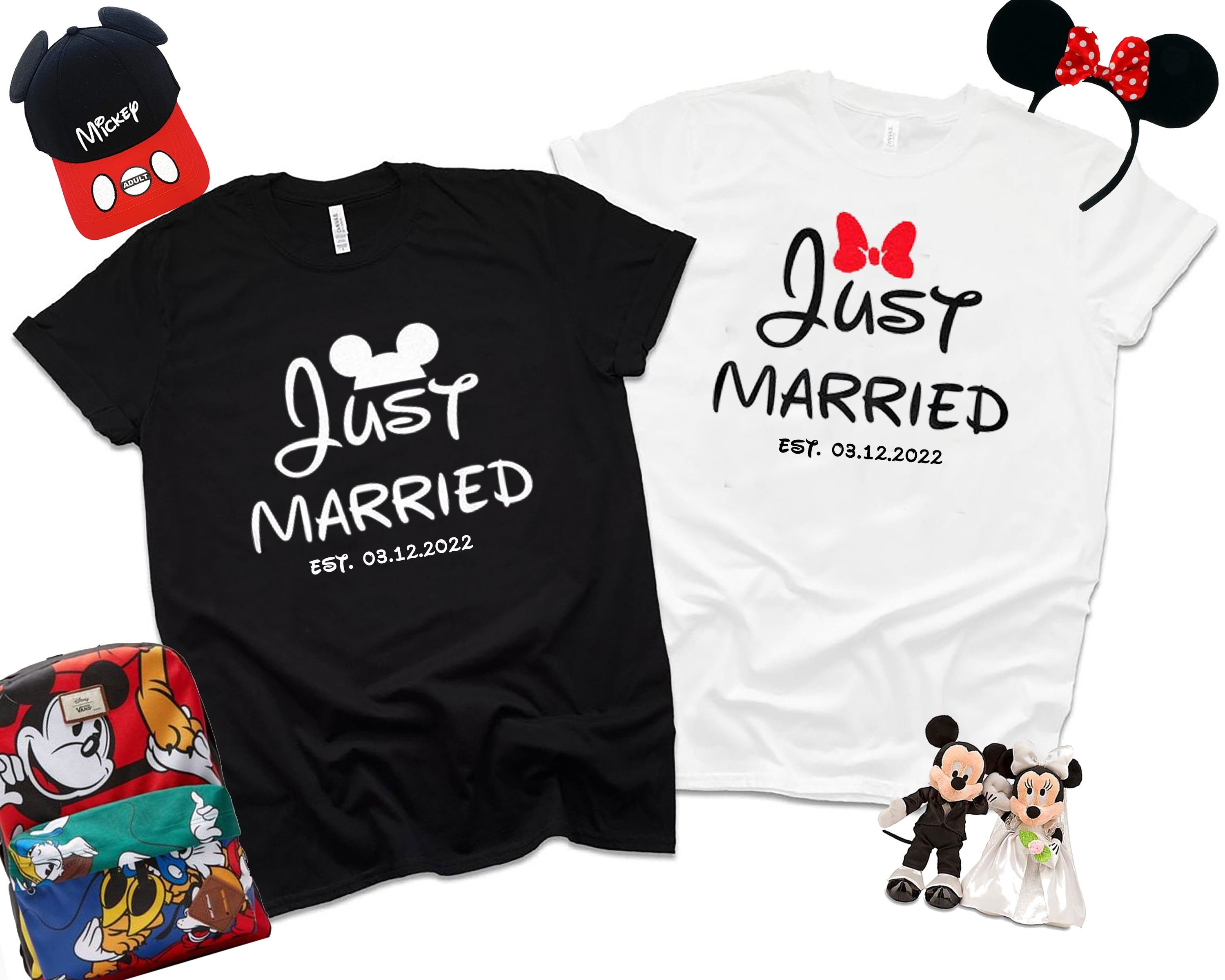 CUSTOM Just Married Disney Shirts, Hubby Wifey Disney T-Shirts, Mr Mrs  Disney Couples, Disney Bride Groom, Disney Matching Honeymoon
