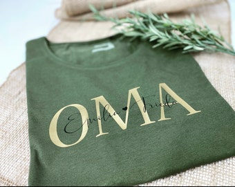 Oma T-Shirt · Oma T-Shirt Muttertag · Shirt Kindernamen · personalisiertes Geschenk · Statement Shirt · Personalisiertes Oma T-Shirt