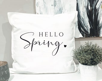 Kissenbezug 50 x 50 Hello Spring · Frühlingskissen · Kissenhülle · Geschenkidee · Deko · Frühling · Hallo Frühling