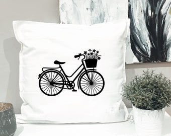 Kissenbezug 50 x 50 Fahrrad · Frühlingskissen · Kissenhülle · Geschenkidee · Deko · Frühling