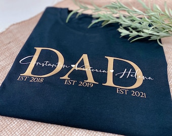 Papa Tshirt · Dad Shirt Kindernamen · personalisiertes Vatertagsgeschenk · personalisiertes Dad TShirt · Papa Statementshirt