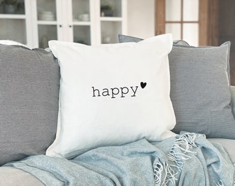 Pillow cover 50 x 50 happy · Pillow · Cushion cover · Gift idea · Decoration