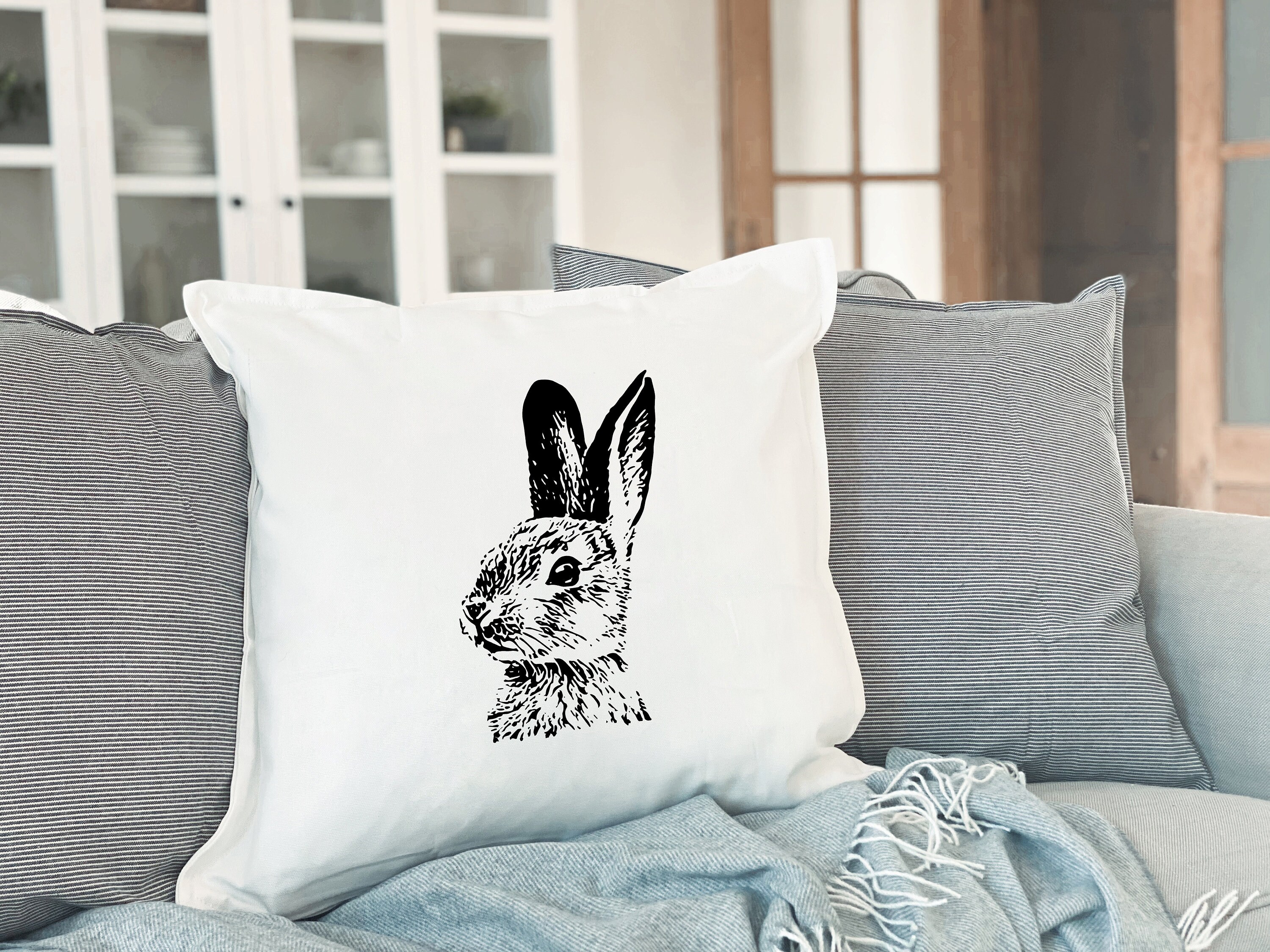 Grey rabbit cushion