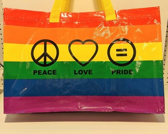 Peace Love Pride Large Rainbow Reusable IKEA Bag