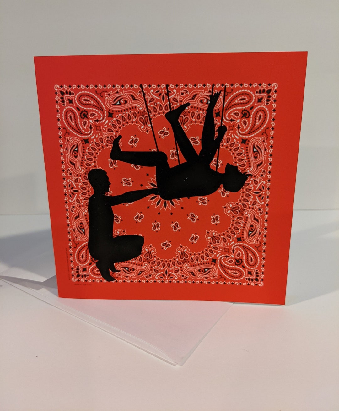 Red Bandana Hanky Code Blank Greeting Card Etsy