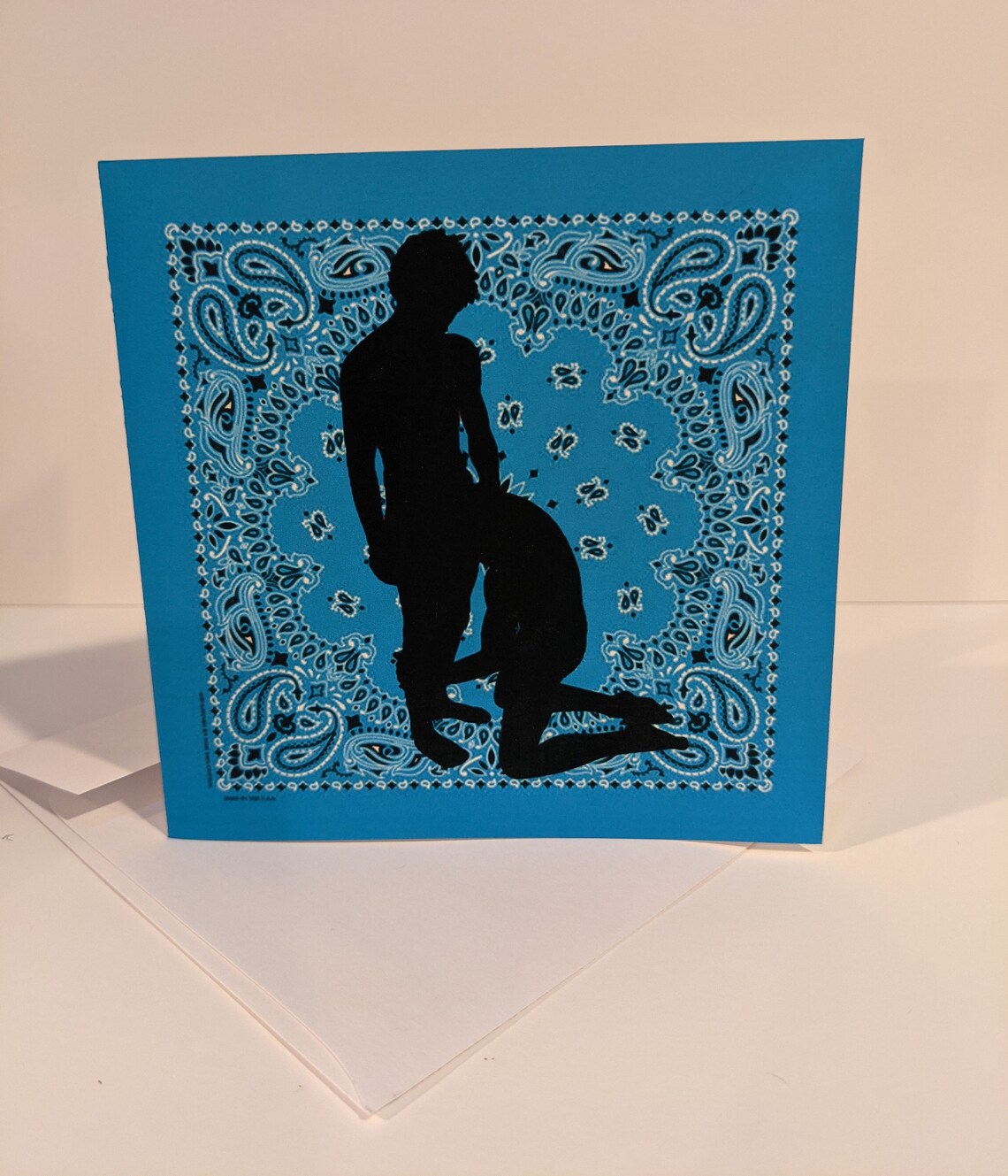 Light Blue Bandana Hanky Code Blank Greeting Card Etsy UK