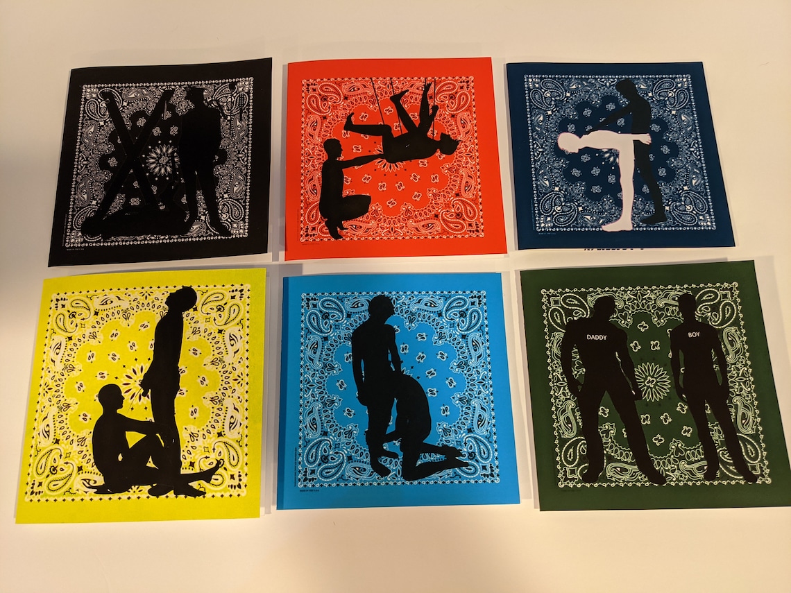 Black Bandana Hanky Code Greeting Card with Message Etsy