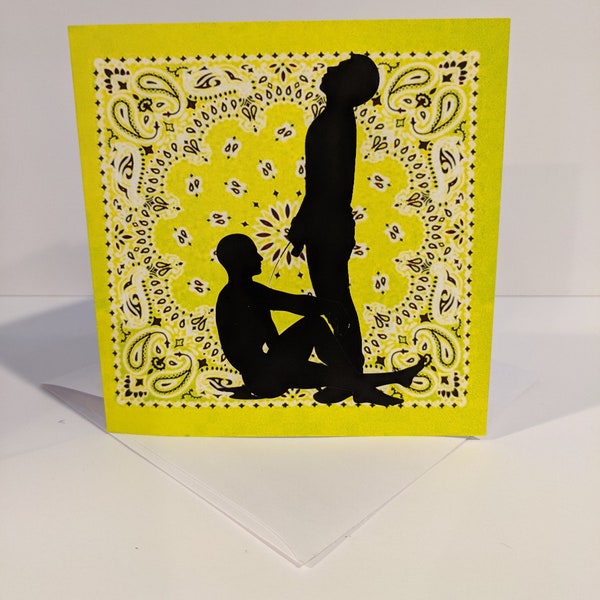 Yellow Bandana Hanky Code Blank Greeting Card