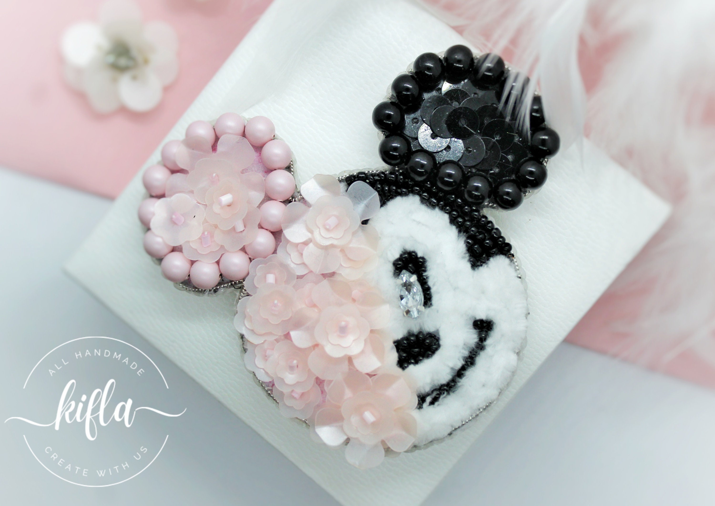 Freshwater Pearl Authentic Hair-tie Mickey Design. Set of 2 Mickey Mouse Hair Ties for Baby Toddler Girl  main image 4