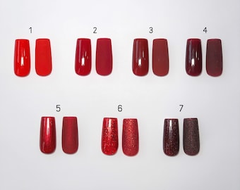 REDS • Reusable Press On Nails • Full Color Nails • Glossy or Matte