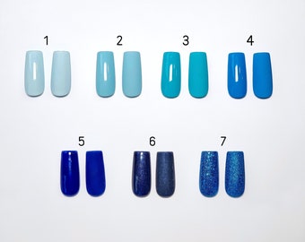 BLUES • Prensa reutilizable en las uñas • Uñas a todo color • Brillante o mate